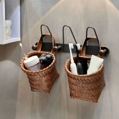 Cesto da parete in plastica, decorativo, intrecciato a mano, per conservare verdure e frutta, contenitore salvaspazio per uova e frutta.