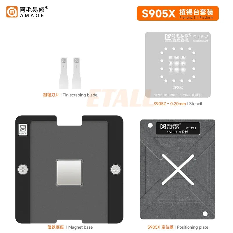 Amaoe S905X4 piattaforma di piantagione di stagno per Amlogic S905L/905Z Smart TV Box Chip di controllo principale Kit di saldatura per Stencil di Reablling BGA