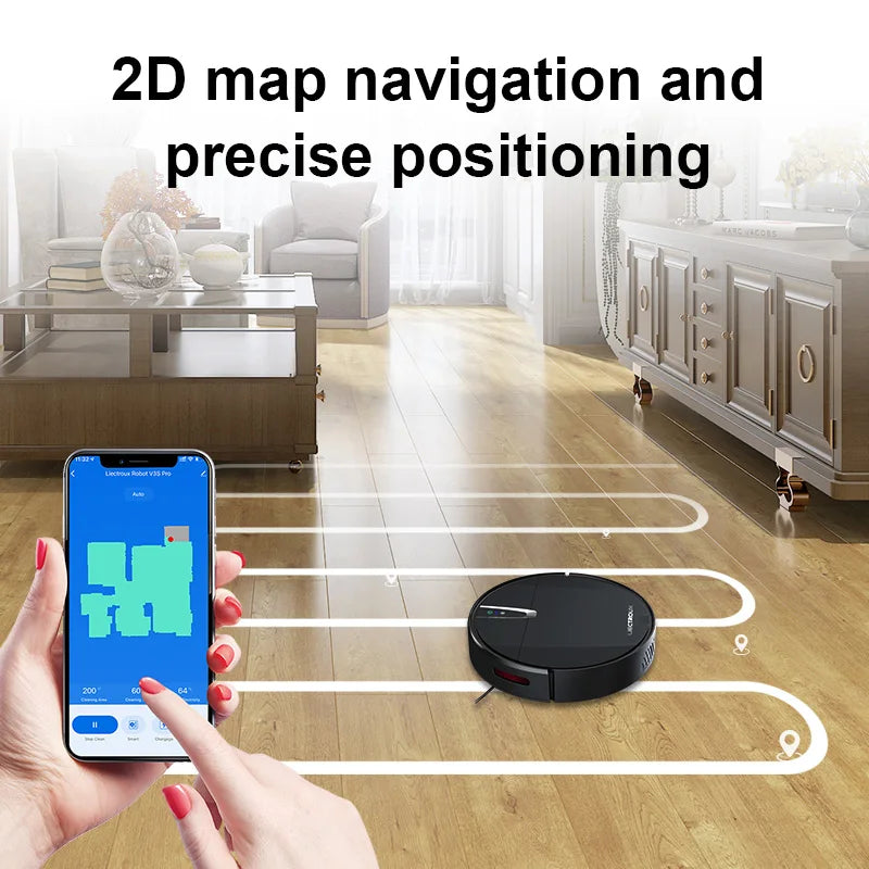 LIECTROUX V3S PRO Robot Aspirapolvere e Lavapavimenti, Mappatura Intelligente, App WiFi, 4KPa, Motore Senza Spazzole, Ideale per Peli di Animali, Tappeti, Pavimenti