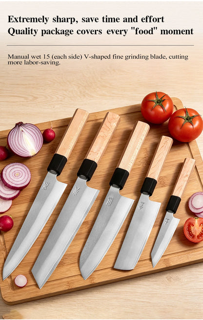 Set di coltelli da cucina in stile giapponese da 1 o 5 pezzi, coltello da chef in acciaio inossidabile composito a 3 strati, Nakiri Santoku, utensili da cucina multiuso