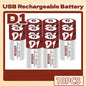 Batteria agli ioni di litio da 1,5 V formato D, 12000 mWh, ricaricabile tramite USB per torce, scaldabagni, giocattoli, include cavo di ricarica gratuito