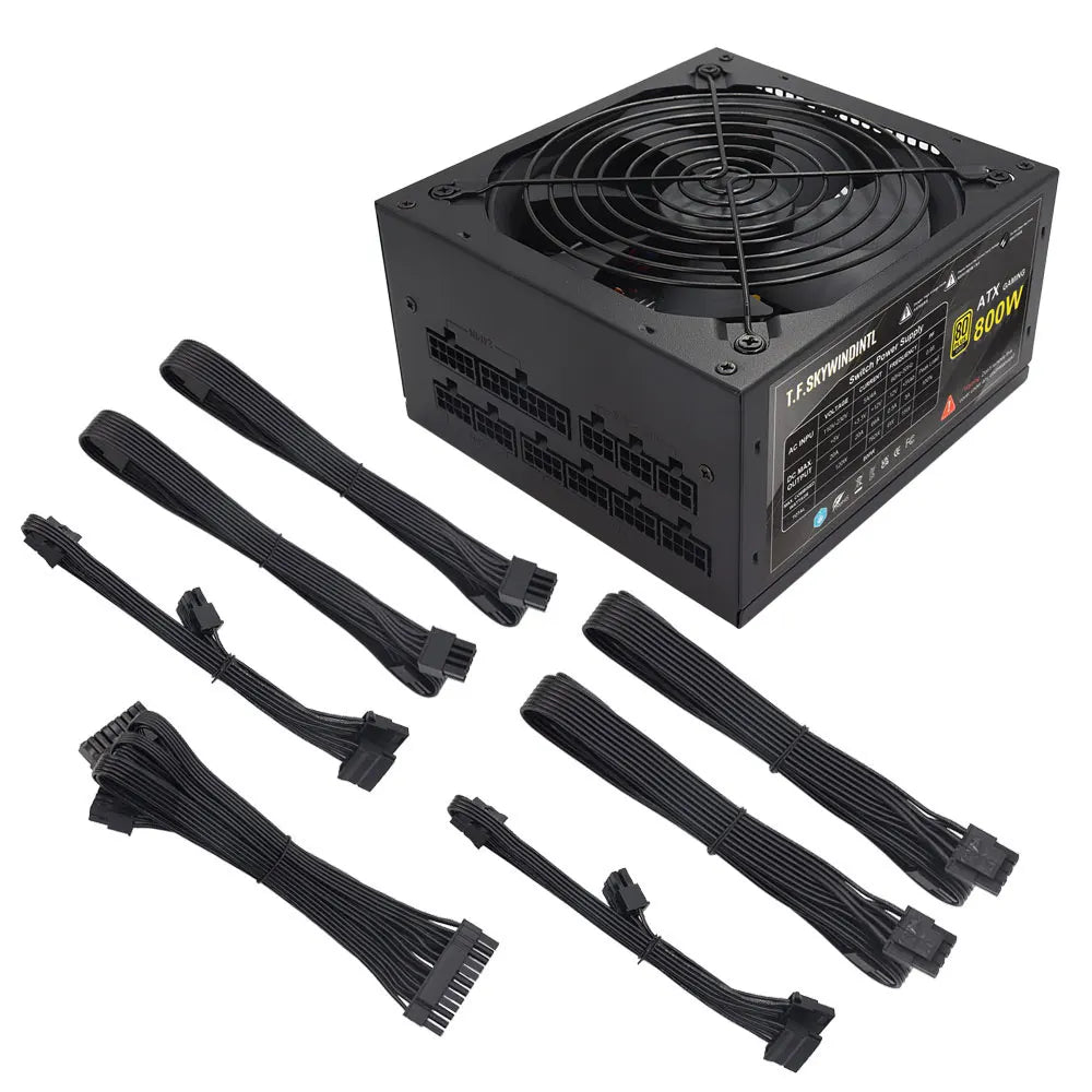 Alimentatore PC ATX Completamente Modulare da 800W, PSU Gaming 80 Plus Gold, Ventola a Bassa Rumorosità da 130mm, Circuiti di Protezione PFC Attivo per Doppia CPU, 110‑230V