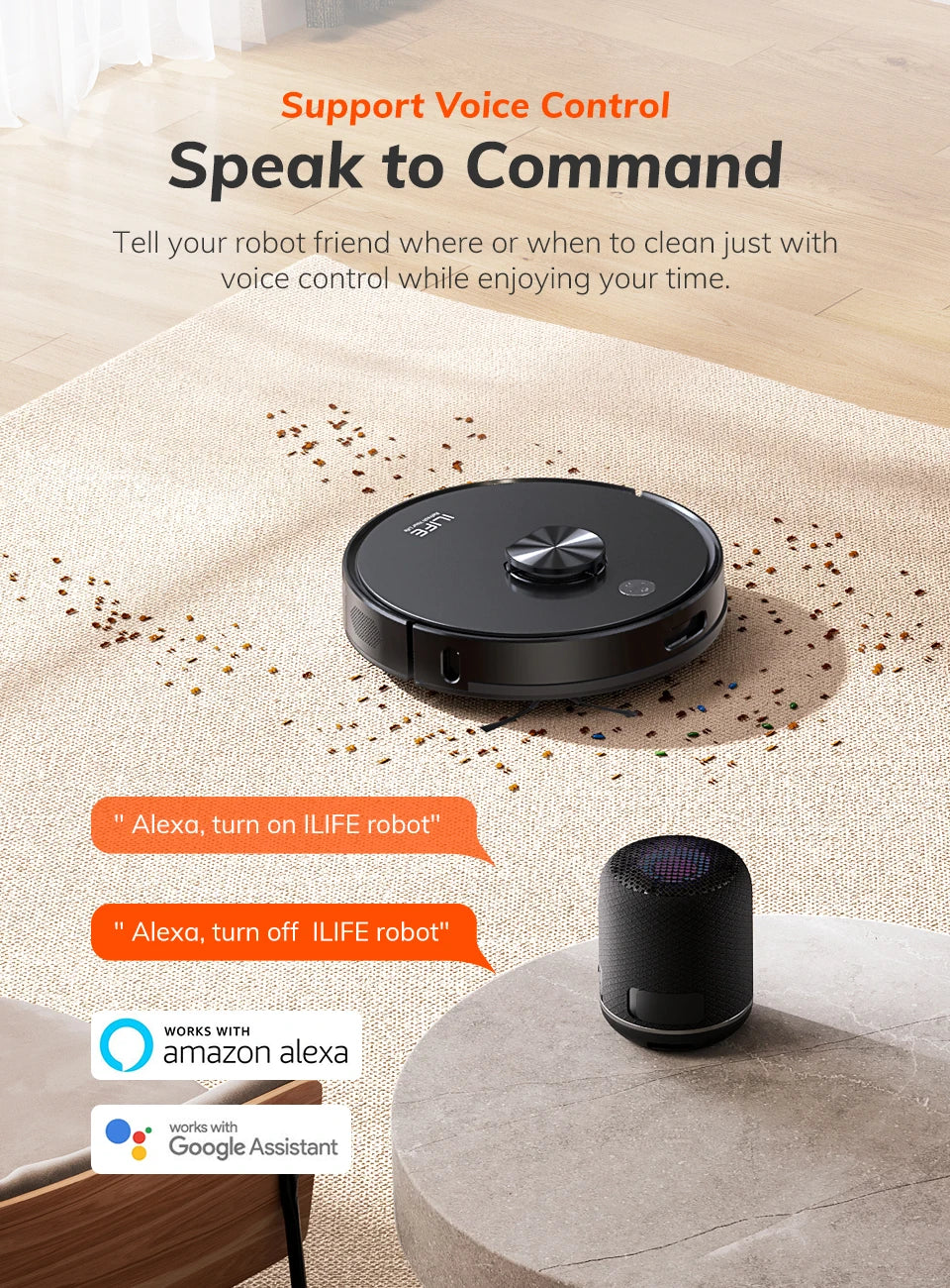 Robot Aspirapolvere ILIFE T20s Ultra con Stazione di Svuotamento Automatico, Aspirazione 10000Pa, Batteria 4600mAh, Autonomia Massima 300 Minuti