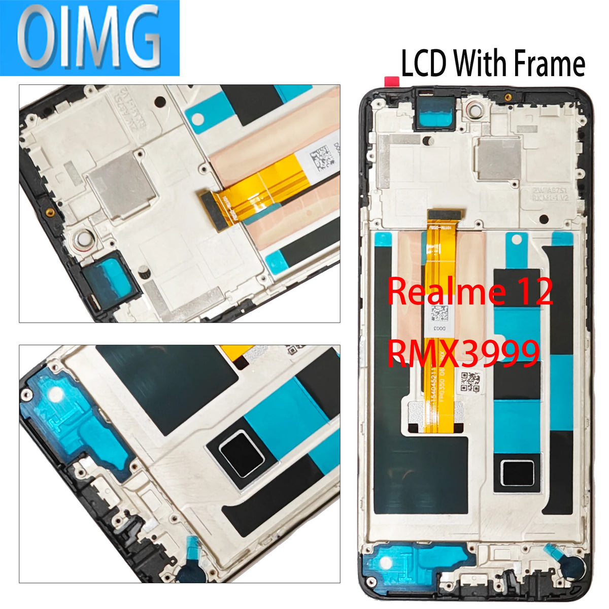 Display LCD Originale con Cornice per Realme 12 5G RMX3999 12x 5G RMX3997, Pannello Touch Screen Digitizer, Parti di Ricambio
