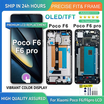 Display OLED da 6,67" per Xiaomi Poco F6 LCD 24069PC21G, schermo touch e digitalizzatore per Poco F6 Pro LCD 23113RKC6G, ricambi di ricambio