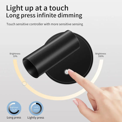 Faretto LED ricaricabile USB Lampada da parete magnetica senza fili Sensore tattile Dimmerabile Faretto per camera da letto per porta dell'armadio a 3 colori