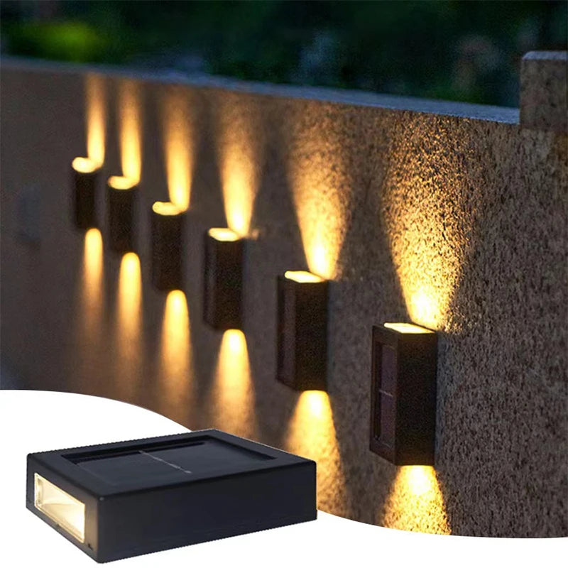 Faretti solari su e giù per esterni, lampada da parete stradale a energia solare lampada solare impermeabile da giardino decorativa