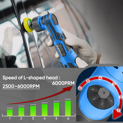 Lucidatrice per auto portatile a batteria 12V, con doppia modalità di funzionamento (rotazione e oscillazione), dotata di kit di tamponi da 1/1,5/2 pollici, strumento elettrico senza fili per la cura e la lucidatura dell’a