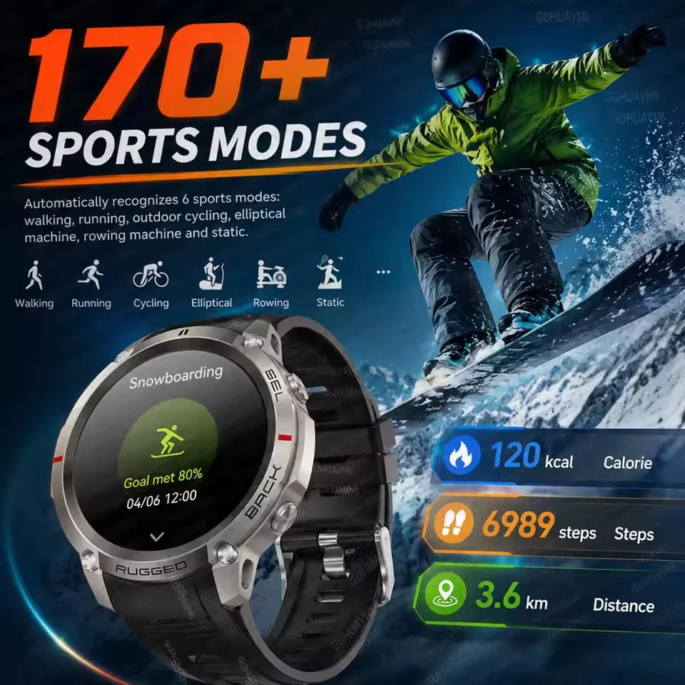2026 NUOVO Smartwatch con Mappe Offline per Uomo, Display AMOLED HD da 1,43 Pollici, GPS Esterno Integrato, Bussola, Altimetro, Impermeabile 5ATM, Orologio Sportivo per Nuoto, Ciclismo e Corsa
