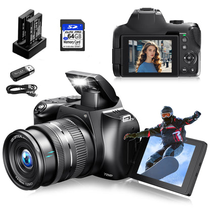 Fotocamera Digitale con Zoom Ottico 12X, 4K, WiFi, HD, 72MP, Avanzata, 270° °   Schermo Ribaltabile Autofocus Principiante/Principiante Selfie Macro