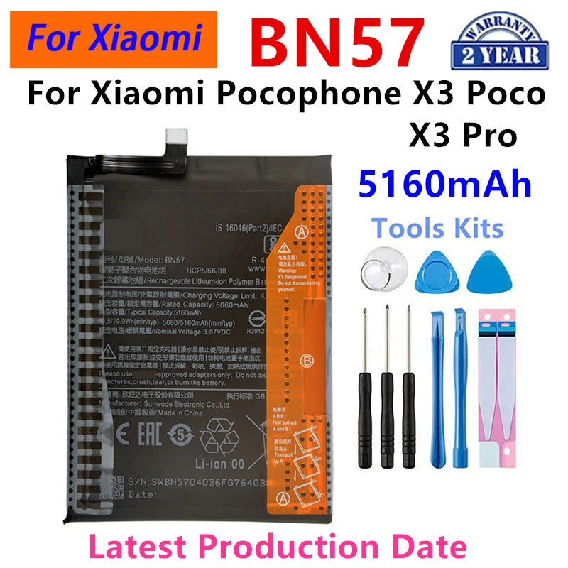 100% batteria originale BN57 5060mAh per Xiaomi Pocophone X3 Poco /X3 Pro batterie di ricambio per telefono + strumenti