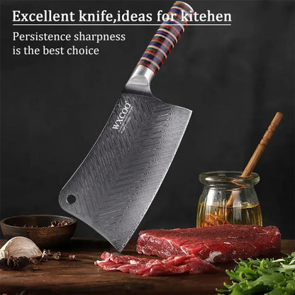 Coltelli da Cucina Professionali WXCOO in Acciaio Damascato con Scatola, Coltello Giapponese per Affettare, Coltello Domestico per Frutta e Verdura, Coltello da Disosso a 67 Strati