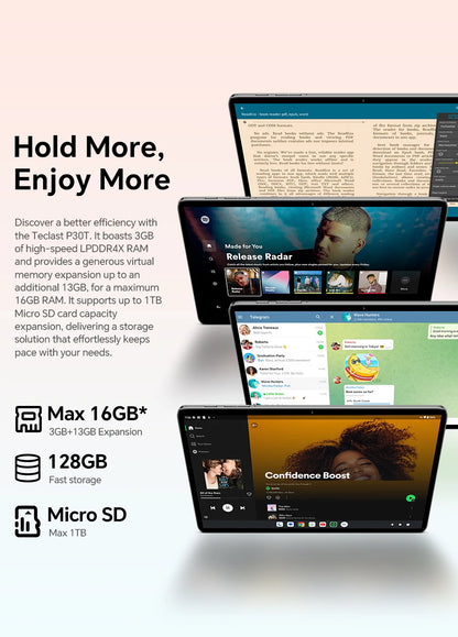 Teclast P30T Set Tablet Android 10.1" con CPU Unisoc 8-core Gemini AI, 16GB RAM (3GB+13GB Espandibili), 128GB ROM, Batteria 6000mAh, Tastiera/Custodia/Mouse/Stilo/Auricolari/Supporto