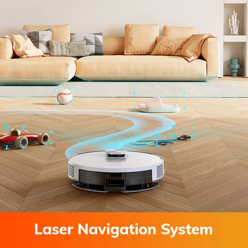 Robot Aspirapolvere ILIFE V30, Navigazione Laser, Aspirazione 10000Pa, Fino a 150 Minuti di Autonomia, Controllo APP, Pulizia Personalizzabile