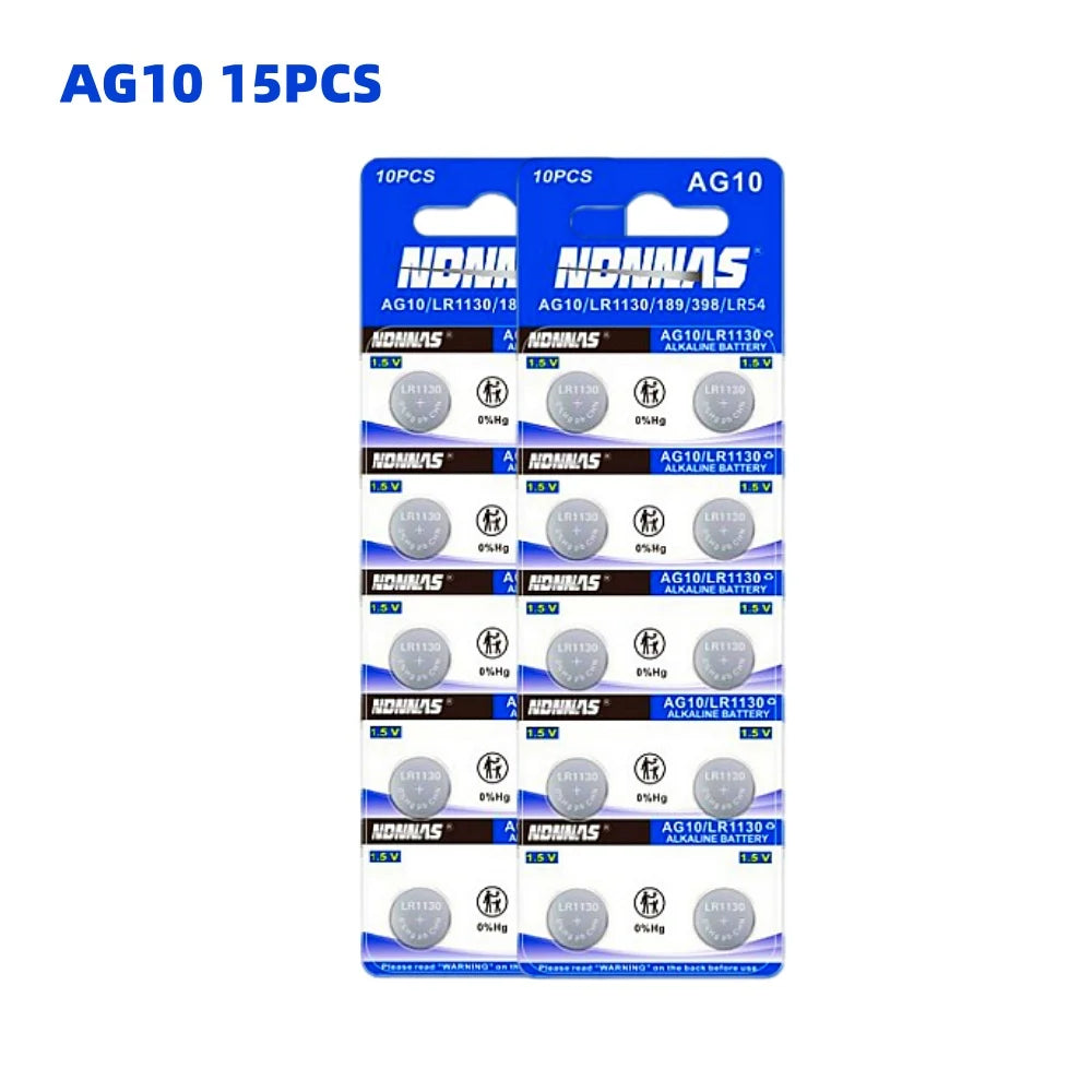 Batteria a bottone AG10 LR1130 LR 1130 SR1130 389A LR54 L1131 per batterie alcaline, orologi, apparecchi acustici, torce, calendari, giocattoli 1.55V