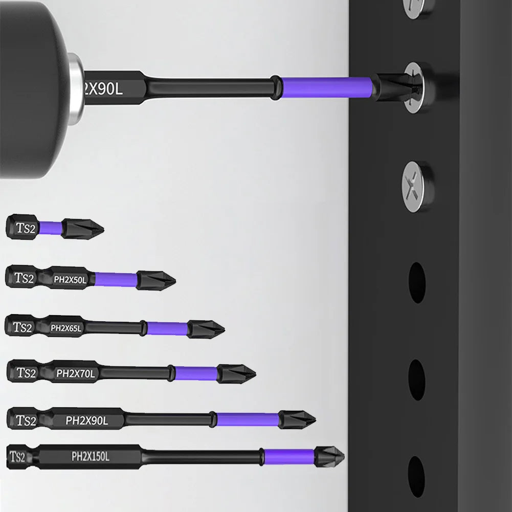 5-60PCS PH2 Set di punte per avvitatore a percussione Set di cacciaviti a croce magnetici Set di punte per trapano a percussione Vite Cacciavite a croce antiscivolo in acciaio legato