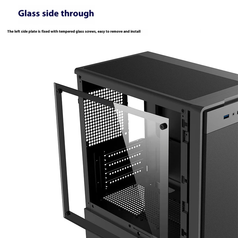 Case PC Power Train Flying MATX Mini-ITX con Alimentatore SFX/ATX, Chassis Desktop Portatile con Porta USB e Pannello in Rete Metallica