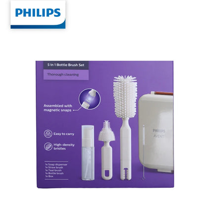 Set di spazzole per biberon Philips AVENT, kit di spazzole multifunzionali per la pulizia dei tettarelle dei biberon, per accessori per l'alimentazione dei neonati