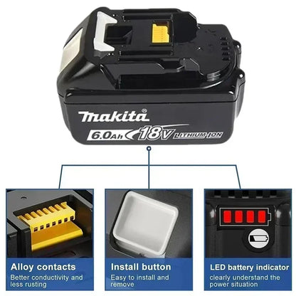 Batteria originale Makita 18V, 5Ah/6Ah, agli ioni di litio, per Makita BL1830, BL1815, BL1860, BL1840. Batteria di ricambio per utensili elettrici Makita.
