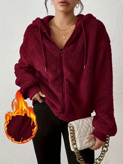 Felpa con cappuccio da donna per autunno e inverno, giacca con cardigan in velluto e cerniera, top nero e grigio, vestibilità ampia