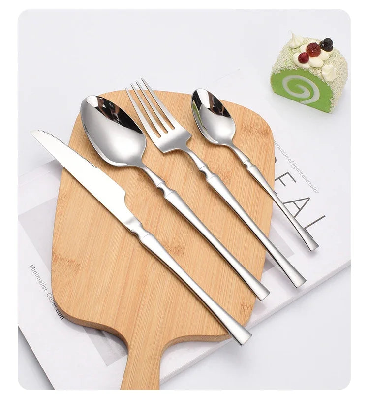 Set di posate in acciaio inossidabile da 30/40/60 pezzi, coltello, forchetta, cucchiaio da caffè, stoviglie, lavabili in lavastoviglie