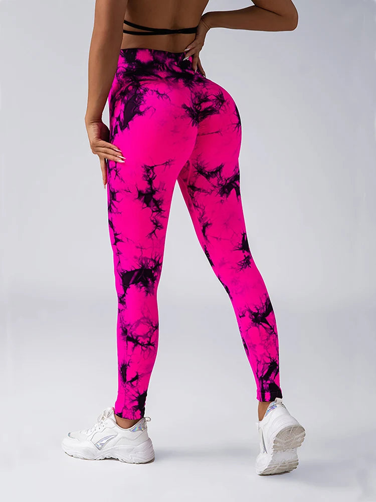 CZGUKE Leggings Tie-Dye da Donna a Vita Alta, Modellanti, Contenitivi, Push-Up, Senza Cuciture, per Yoga e Allenamento in Palestra
