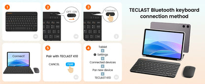 Custodia per tablet Teclast P30T, Android, 16, 10,1", 16 GB (3 GB + 13 GB) di RAM, 128 GB di ROM, CPU a 8 core, tutto in uno: custodia per P30T/tastiera/mouse/penne/auricolari/supporto.