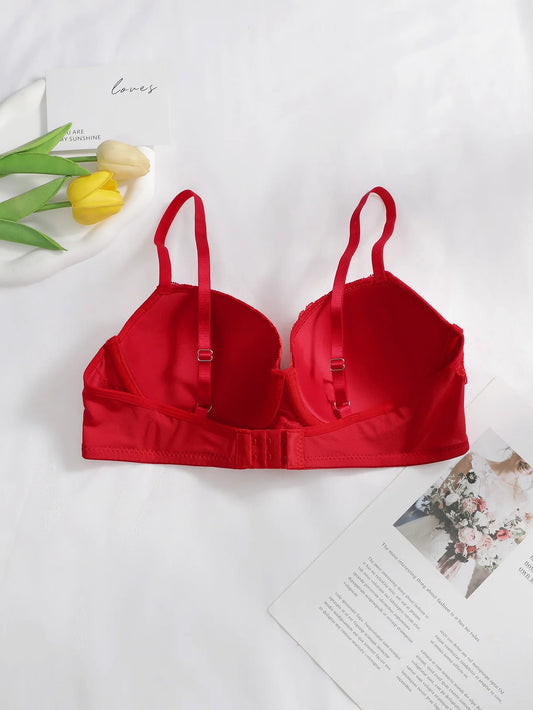 Reggiseno di pizzo di Capodanno delle donne sexy di vendita caldo che raccoglie grande rosso festivo lingerie sexy calda reggiseno push up J2475