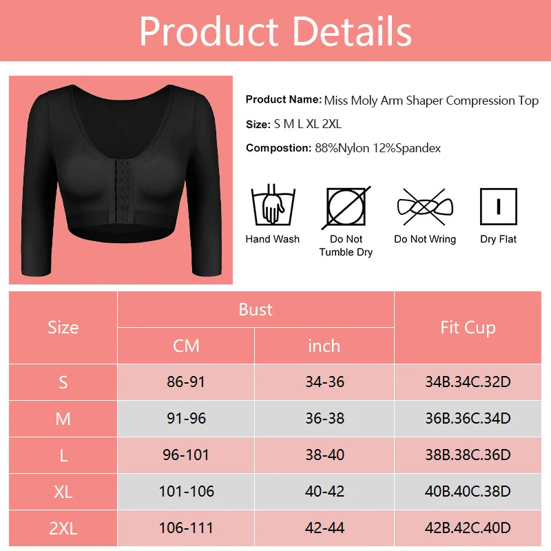 Shaper Top per le donne Flabby Braccia Compressione Post Chirurgia Chiusura frontale Reggiseno Canotta corta Shapewear Supporto per la schiena Body Shaper