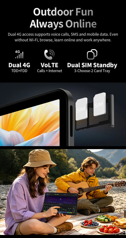 Tablet Teclast T70 Pro con Android 16 e tecnologia Gemini AI, display IPS da 14 pollici, T70Pro, doppia SIM 4G LTE, WiFi 2,4 GHz/5 GHz, Bluetooth 5.2, navigazione GPS, processore G100 Octa Core, 8 GB di RAM, 128 GB di memoria