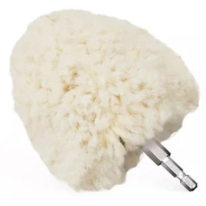 SPTA 1PC Sfera Lucidante in Lana Naturale da 4 Pollici (100mm) con Gambo Esagonale per Trapano Elettrico, Lucidatrice, Taglio, Riparazione Carrozzeria, Tampone Lucidante
