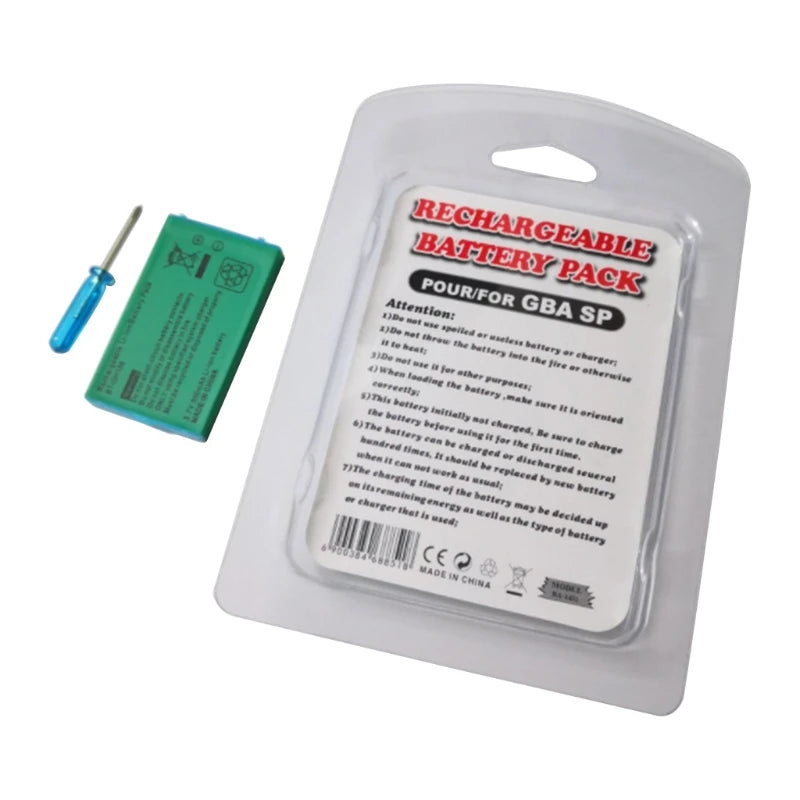 Nuova Batteria Ricaricabile agli Ioni di Litio da 850mAh per Game Boy Advance SP e Kit Cacciavite per Batteria di Ricambio GBA SP