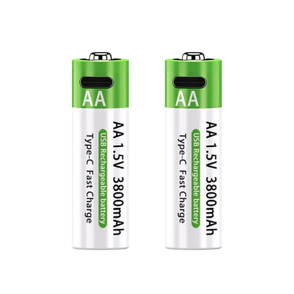 Nuove Batterie al Litio Ricaricabili AA 1.5V 3800mAh + AAA 3000mAh, Ricarica Rapida, 1200 Cicli, con Cavi Gratuiti e Scatola