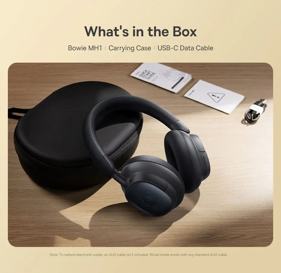 Cuffie Bluetooth Baseus Bowie MH1 con Cancellazione del Rumore 48dB, Hi-res LDAC, Cuffie Over-Ear, Auricolari Wireless