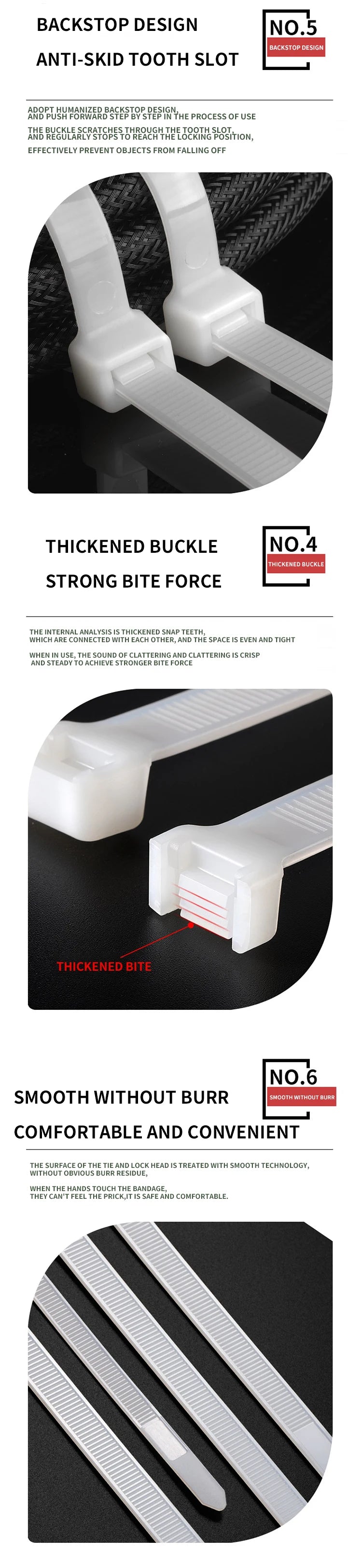 250/1000PCS fascetta in Nylon di plastica autobloccante nera 3*100 3*150 4*200 fascetta fermacavo anello di fissaggio fascette fascette in Nylon