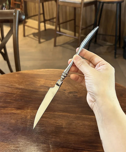 Set di posate per bistecche in acciaio inossidabile 304 di alta qualità, 6 pezzi, coltello, forchetta e cucchiaio creativi e rinforzati, stoviglie per hotel e ristoranti