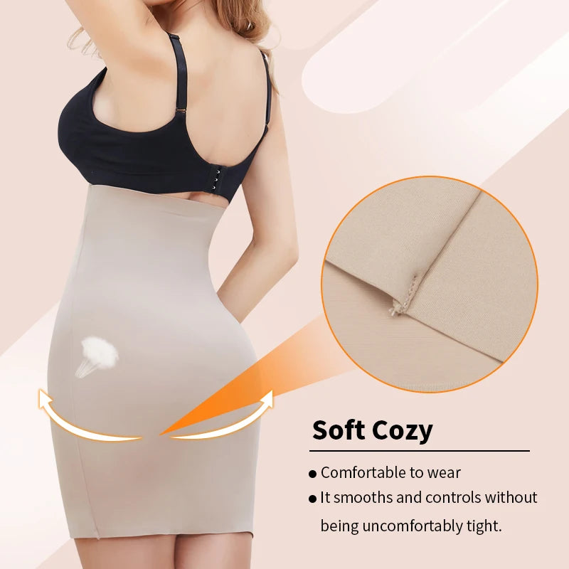 Sottogonna antiscivolo sopra il ginocchio Mezze sottoveste per abiti Shapewear Body Shaper Nuova gonna corta liscia per la biancheria intima con controllo della pancia