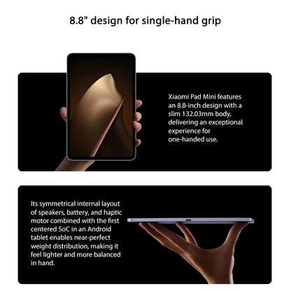 Versione Globale Xiaomi Pad Mini Tablet con Processore MediaTek Dimensity 9400+, Display 3K da 8.8" a 165Hz, Batteria Grande da 7500mAh