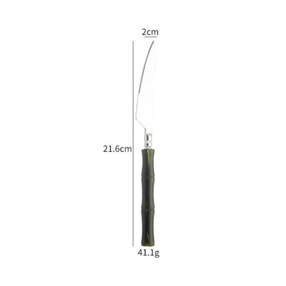 Nuovi posate in resina stile bambù 18/10 in acciaio inossidabile 304 posate classiche set di stoviglie argento blu verde crema trasporto di goccia