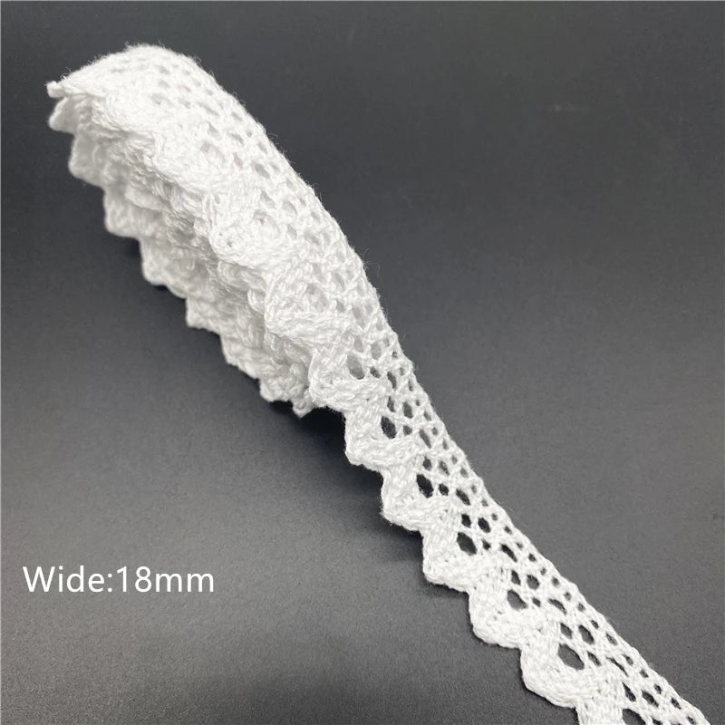 10mm-50mm 2 metri di nastro di pizzo di cotone 100% bianco per abbigliamento tessuto da cucito rifiniture in cotone all'uncinetto nastro di pizzo accessori fatti a mano