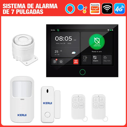 Sistema di Allarme ES Delivery Kerui con Schermo Touch da 7 Pollici, 4G+WiFi, Allarme Domestico ASK/FSK 433MHZ, Antifurto Compatibile con Tuya G70