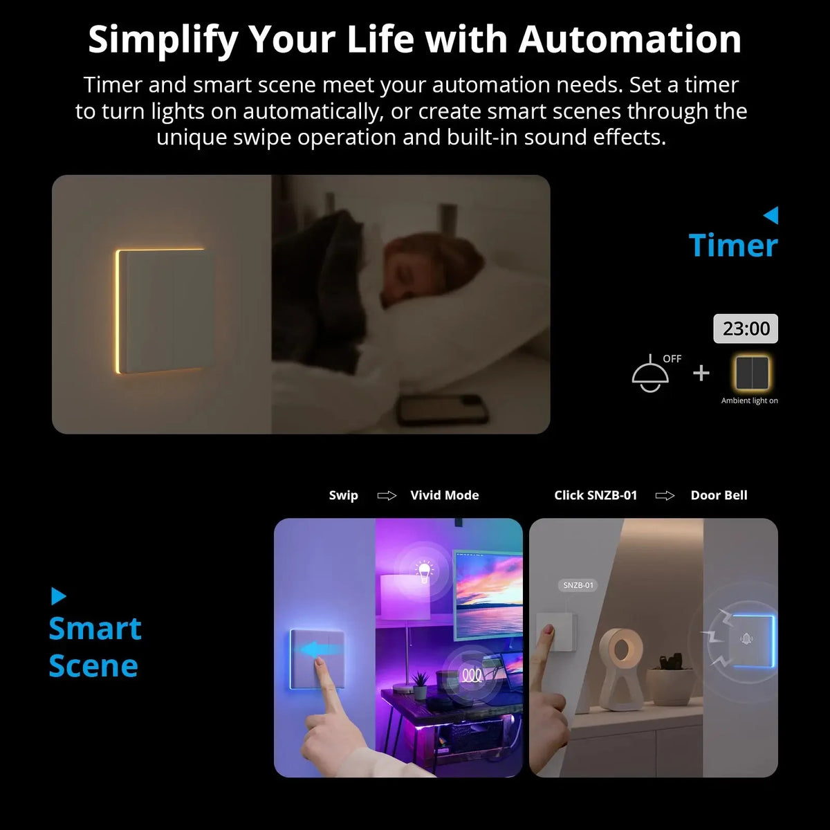 Sonoff TX Ultimate SONOFF T5 Sonoff Interruttore da parete 86/120 Accesso completamente touch Bordo luminoso a LED Multi-sensoriale tramite Alexa Home Smartthings