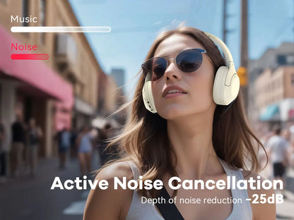 FIFINE Cuffie wireless Bluetooth per telefono/al pad, cuffie over-ear con cancellazione attiva del rumore per musica/gioco, portatili, 65H-X3