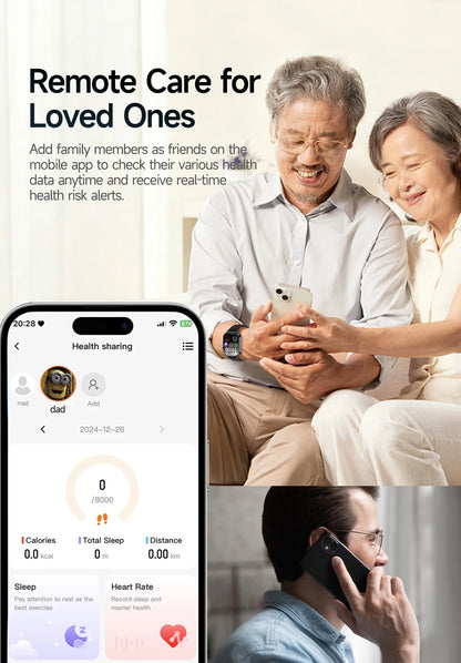 Nuovo Smartwatch per Uomo con Diagnosi ECG Accurata, Misurazione di Pressione Sanguigna, Ossigeno nel Sangue, Grasso nel Sangue, Acido Urico, Temperatura, Chiamate Bluetooth