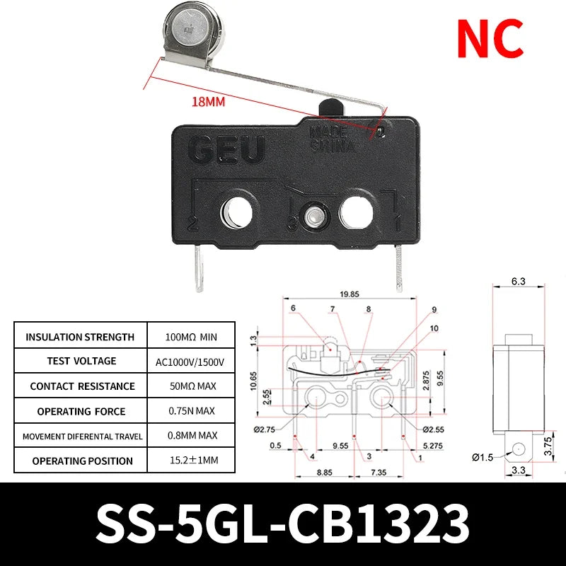 10/50/100PCS SS-5Gl NO/NC/Microinterruttore subminiaturizzato di commutazione, microinterruttore di finecorsa a 3 terminali precablato a 2 terminali