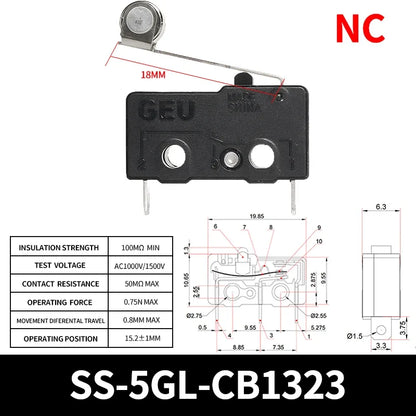 10/50/100PCS SS-5Gl NO/NC/Microinterruttore subminiaturizzato di commutazione, microinterruttore di finecorsa a 3 terminali precablato a 2 terminali