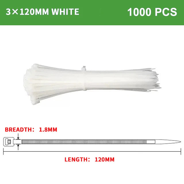 250/1000PCS fascetta in Nylon di plastica autobloccante bianca 3*100 3*150 4*200 fascetta fermacavo anello di fissaggio fascette fascette in Nylon