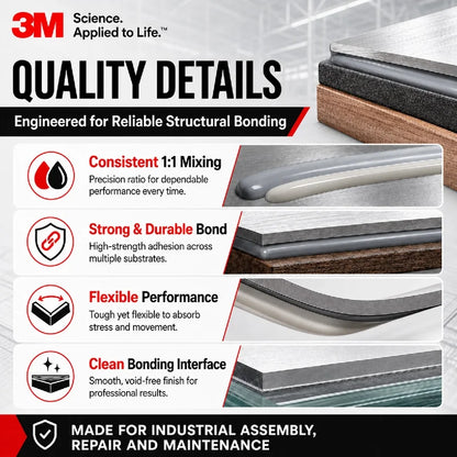 Adesivo Epossidico Originale 3M DP190 Scotch-Weld 50ML Grigio Traslucido 1:1 Colla Strutturale Bicomponente per Metallo e Plastica