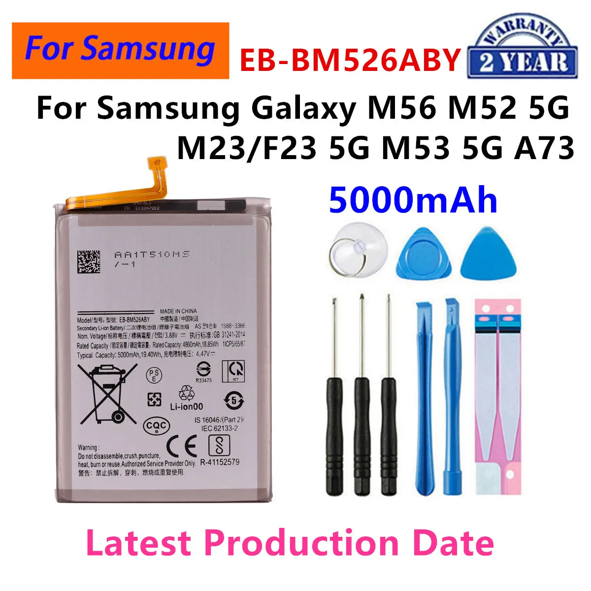 Batteria HQ-S71 EB-BM146ABY EB-BM526ABY per Samsung Galaxy M11 M54 F54 M33 M13 Galaxy M51 M56 M52 M32 M15 M35 F15 5G