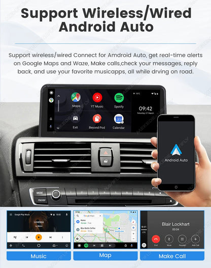MEKEDE Sistema di Navigazione GPS Multimediale Wireless CarPlay Android Auto da 8,8 Pollici per BMW Serie 3/5 E60 E61 E63 E64 E90 E91 E92 E93 Schermo QLED Lettore Video 4K Autoradio